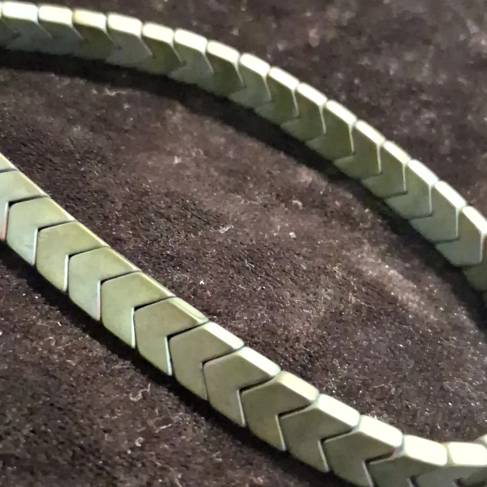 Green ,Blue Hemitite Chevron Slide Beaded Bracelet.